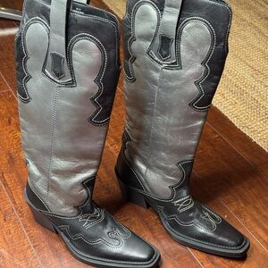 Nasty Gal Western Boots size 37 Black and Grey/silver